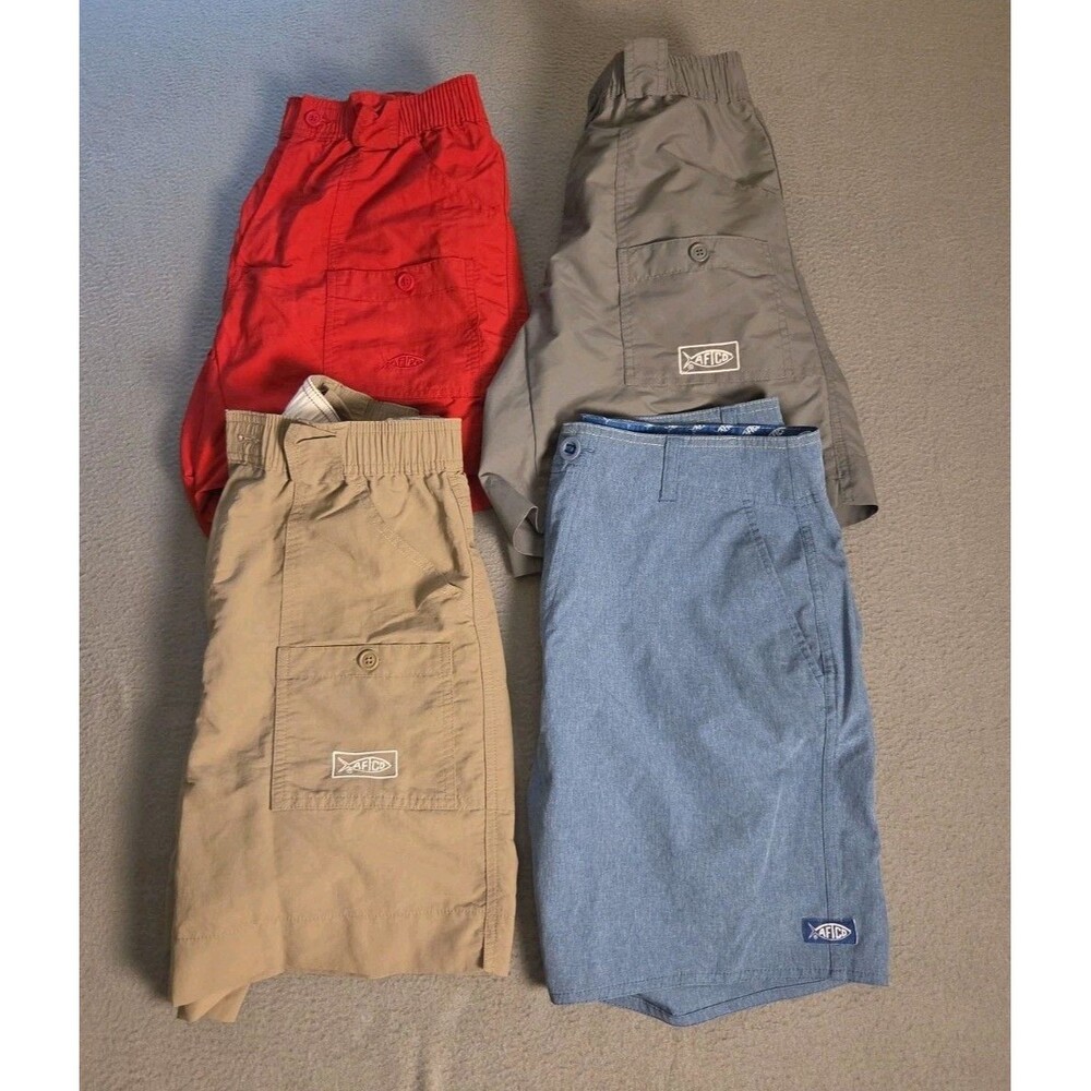 4 Pairs AFTCO Men's Fishing  Performance Cargo Shorts Size 30 Multicolor READ